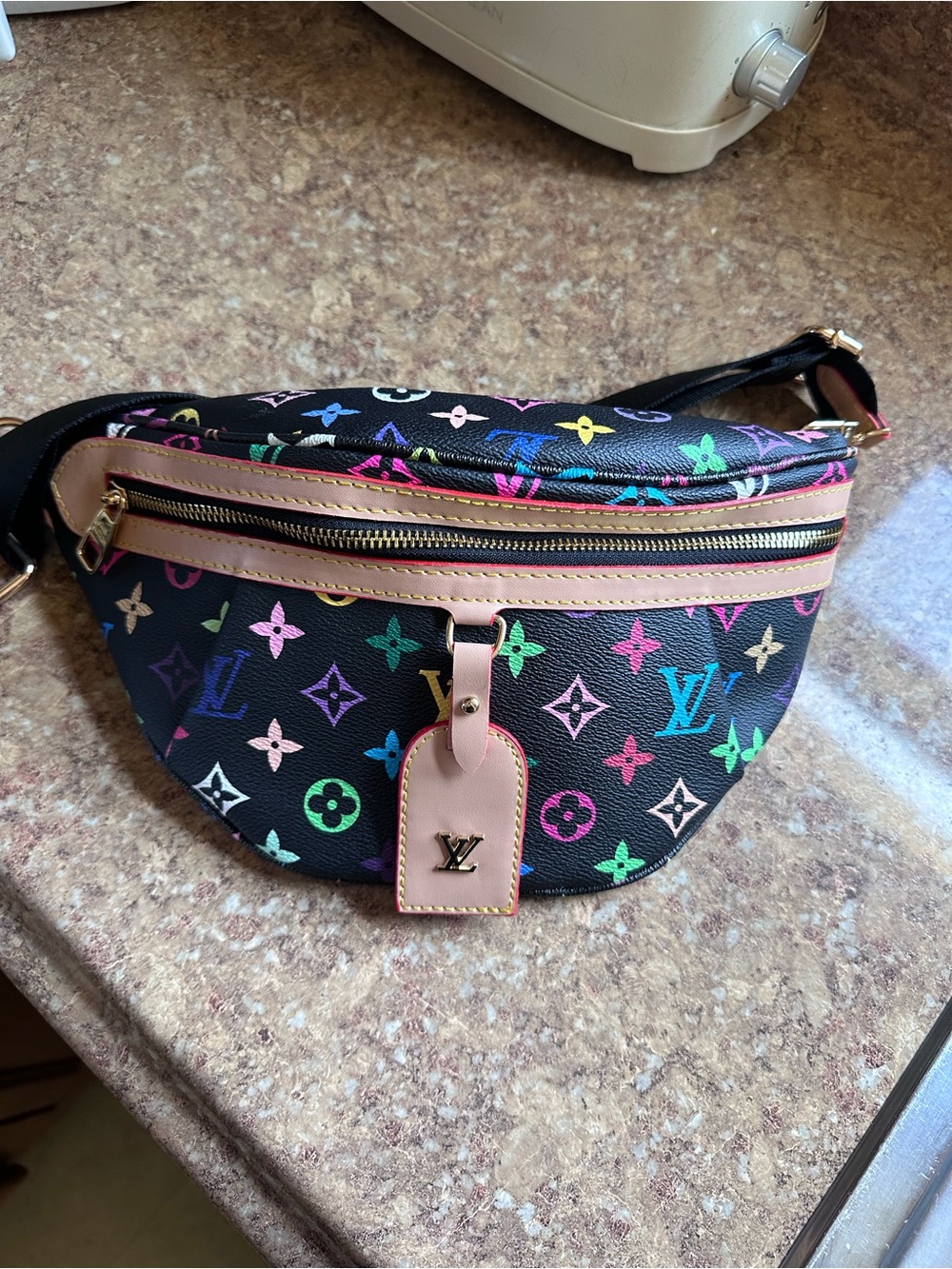 Black Multicolor Monogram Waist Bag - Designer Style